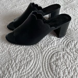 Black Scalloped Mules Size US 7.5